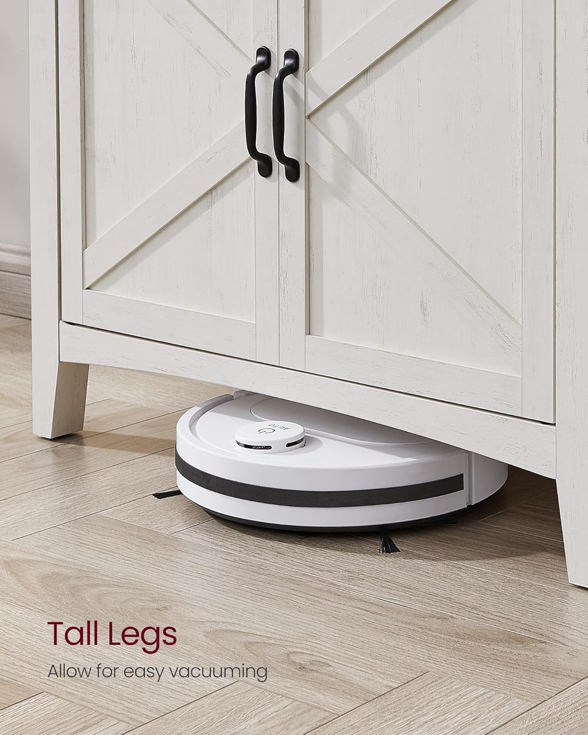 VASAGLE Comoda cu sertar si dulap cu raft reglabil, stil country, 80x40x80 cm, alb rustic - imagine 6