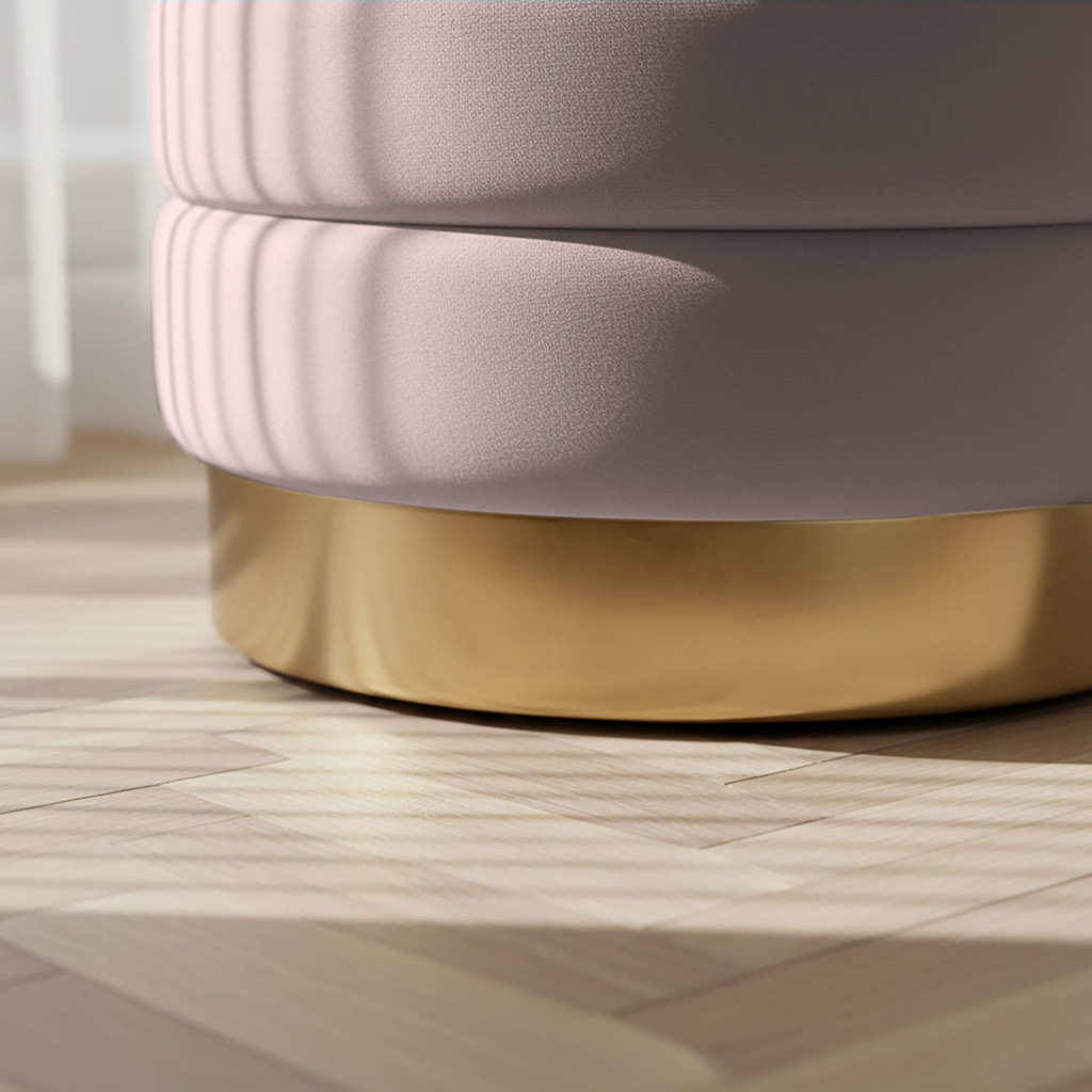 Bancheta tip puf cu depozitare, tapiterie velur, 80x42x42 cm, roz pudrat - imagine 3