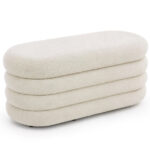 Taburet tapitat Puffo cu spatiu de depozitare, velur, 100x42x42 cm, crem