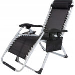 Sezlong pliabil gravitate zero, 175x65 cm, cu masuta si buzunar organizator, 120 kg, negru