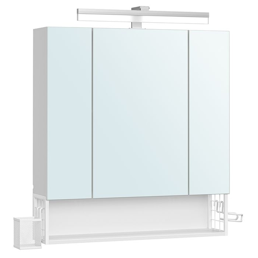 VASAGLE Dulap de baie de perete, cu oglinda si LED, prize si USB incorporate, 70x16x75 cm, alb