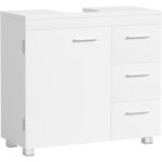 RESIGILAT: VASAGLE Dulap pentru baie, cu 3 sertare si raft reglabil, MDF, 70x30x64 cm, alb