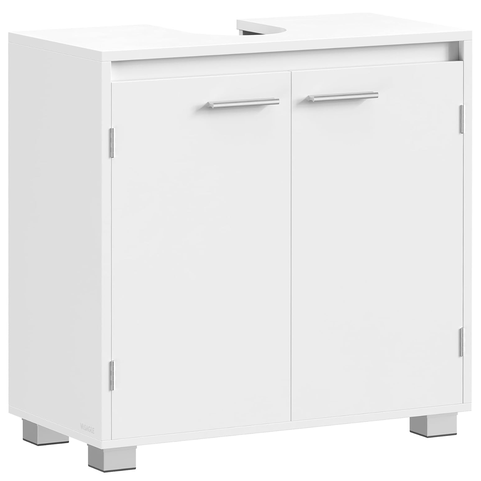 VASAGLE Masca chiuveta baie, lavoar cu 2 usi si raft interior reglabil, MDF si PAL, 60x30x60 cm, alb