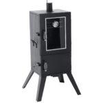 Afumatoare pentru gradina cu termometru si 3 gratare, 60x55x103 cm, negru