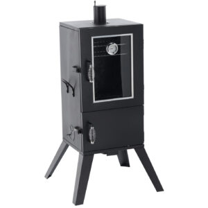 Afumatoare pentru gradina cu termometru si 3 gratare, 60x55x103 cm, negru