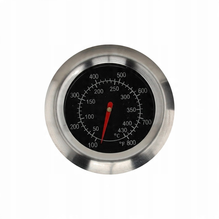 Gratar pe carbuni pentru gradina cu capac, termometru si rafturi laterale, din otel si fonta, 51x34 cm, negru - imagine 9