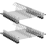 SONGMICS Set de 20 de umerase pantaloni din metal, cu cleme reglabile, carlige rotative 360°, 31 cm, argintiu