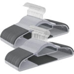 SONGMICS Set de 50 de umerase subtiri din plastic, antialunecare, cu deschidere U, carlige rotative 360°, 42 cm, gri