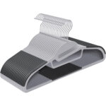 SONGMICS Set de 20 de umerase subtiri din plastic, antialunecare, cu deschidere U, carlige rotative 360°, 42 cm, gri