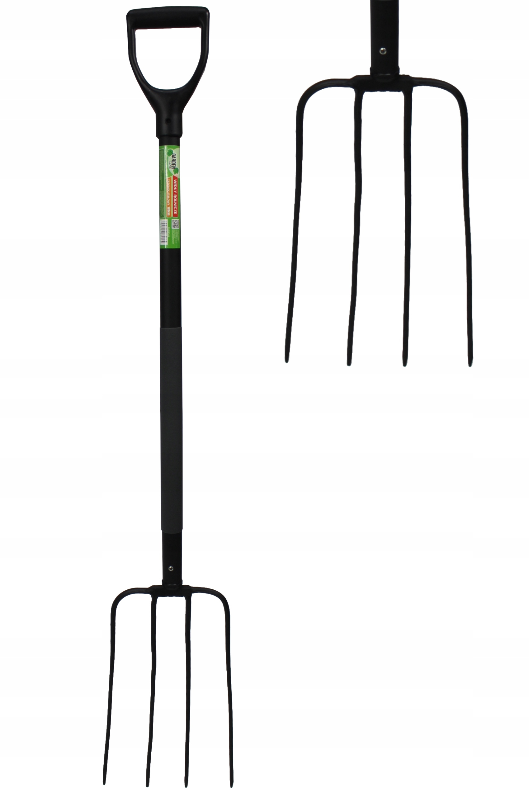 Furca pentru gradina din otel cu maner tip D, 120 cm, negru - imagine 2