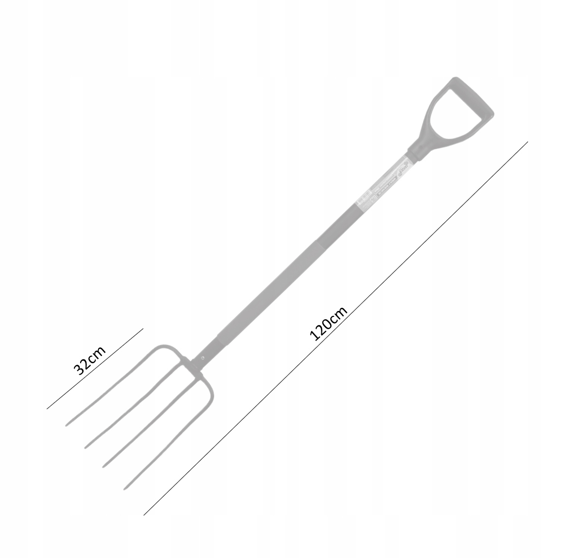 Furca pentru gradina din otel cu maner tip D, 120 cm, negru - imagine 4