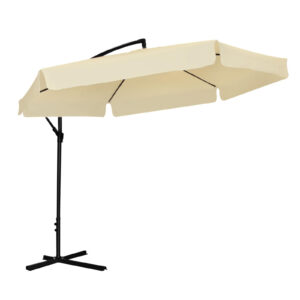 Umbrela gradina tip banana cu mecanism inclinare, impermeabila, diametru 300 cm, husa inclusa, bej