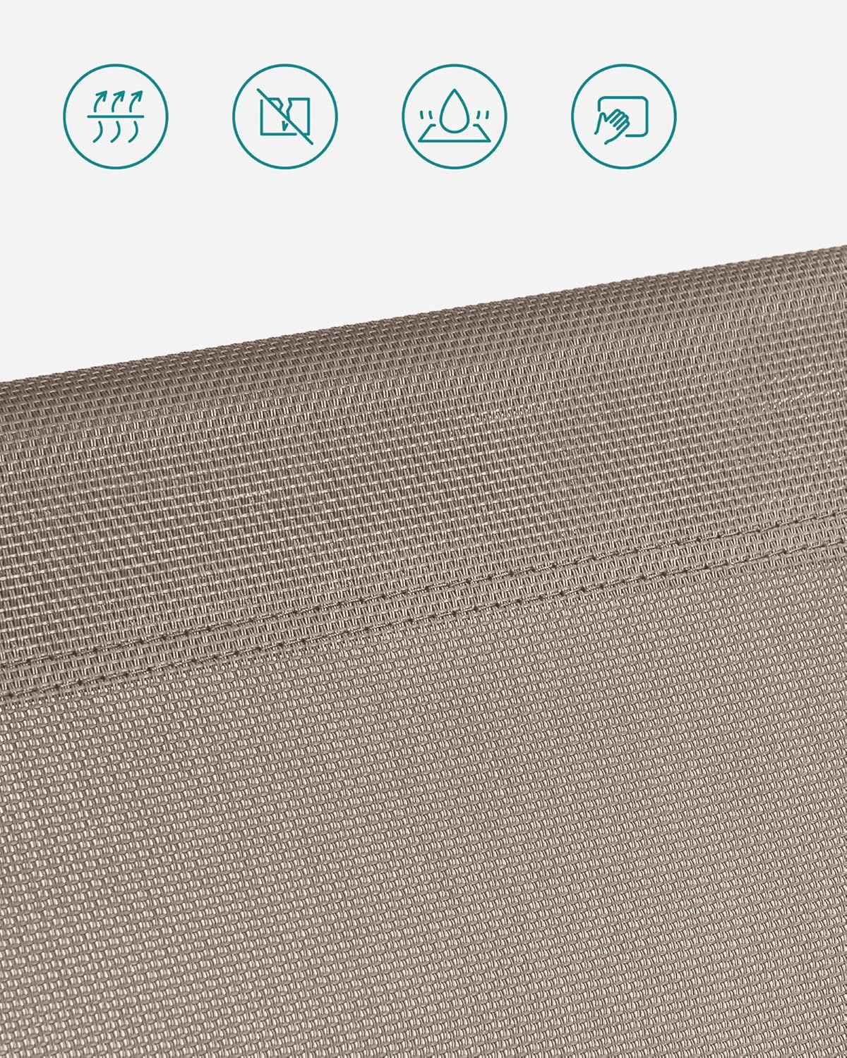 SONGMICS Sezlong pliabil, cu parasolar si tetiera, spatar reglabil in 4 pozitii, maxim 150kg, 200x71x38 cm, taupe - imagine 6