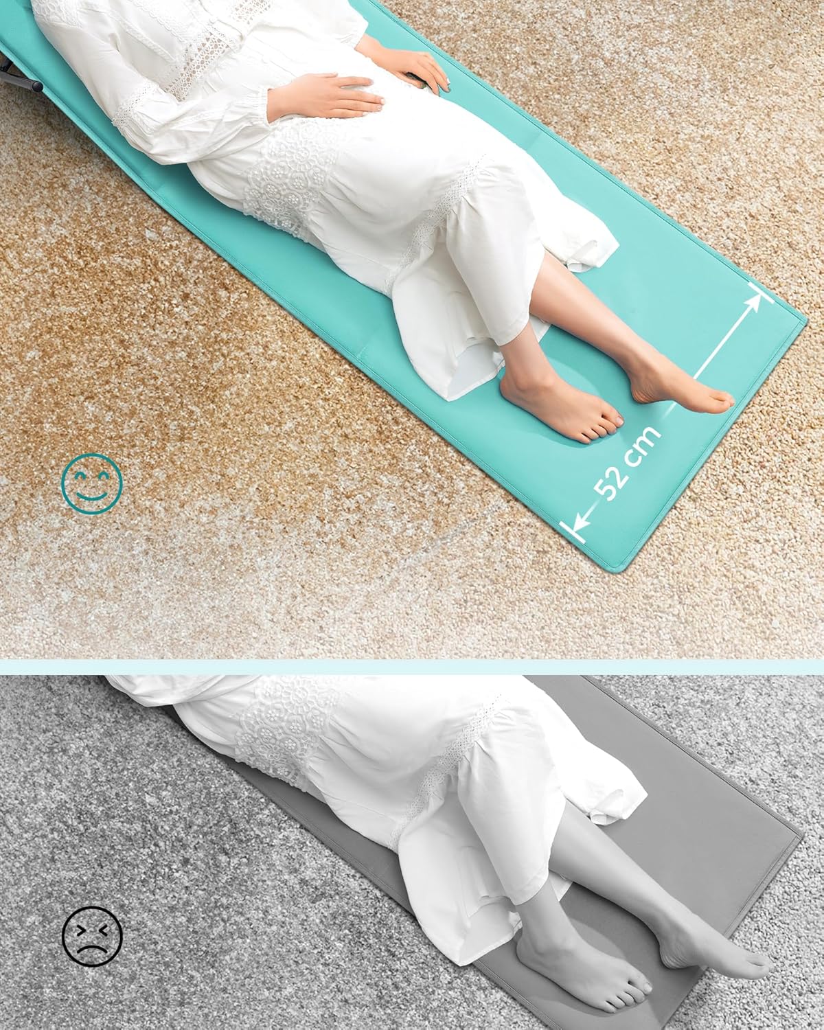 SONGMICS Sezlong plaja pliabil, spatar reglabil in 4 pozitii, tetiera, buzunar depozitare, 158x55 cm, albastru turqoise - imagine 6