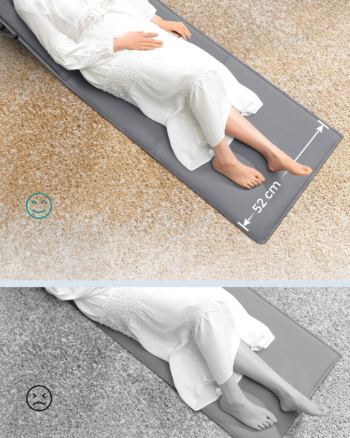 SONGMICS Sezlong plaja pliabil, spatar reglabil in 4 pozitii, tetiera, buzunar depozitare, 158x55 cm, gri - imagine 7