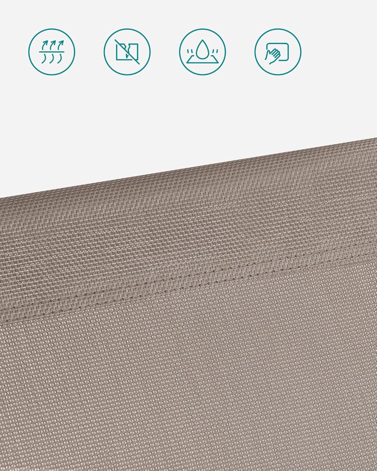 SONGMICS Sezlong pliabil, cu parasolar, spatar reglabil in 5 pozitii, maxim 150kg, 193x55x31cm, taupe - imagine 8