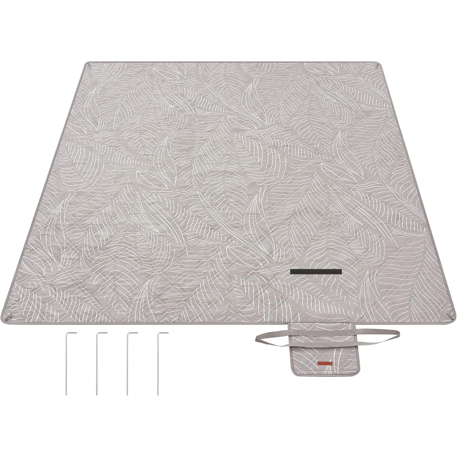 SONGMICS Patura picnic impermeabila 200x200 cm, cu ancore de fixare, pliabila, lavabila, multistrat, kaki cu model tropical