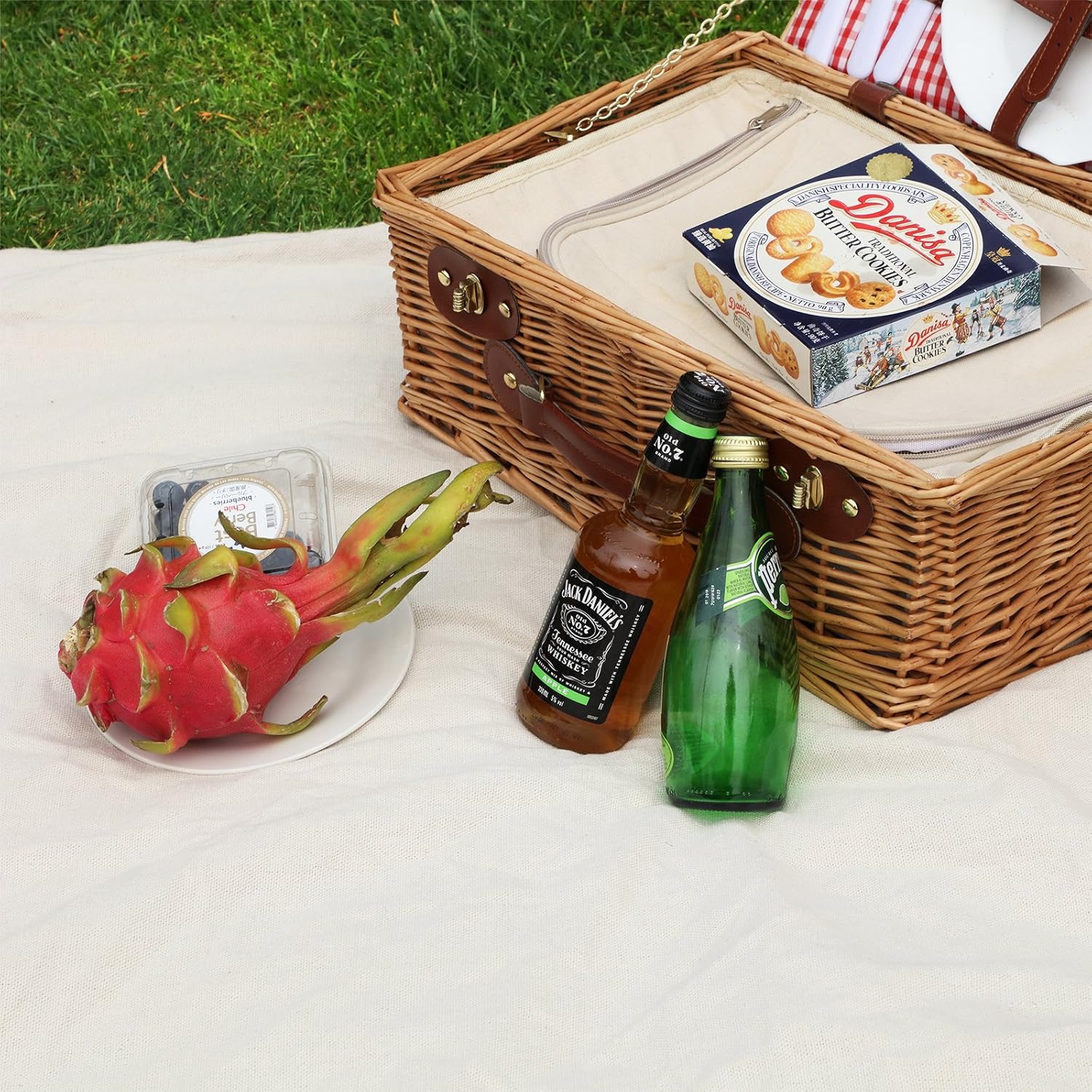 SONGMICS Hamac dublu 210x150 cm, bumbac, portabil cu chingi si carabiniere, bej - imagine 5