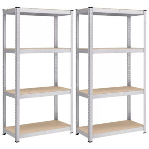 SONGMICS Set 2 rafturi metalice cu 4 polite MDF reglabile, 80x40x160 cm, gri