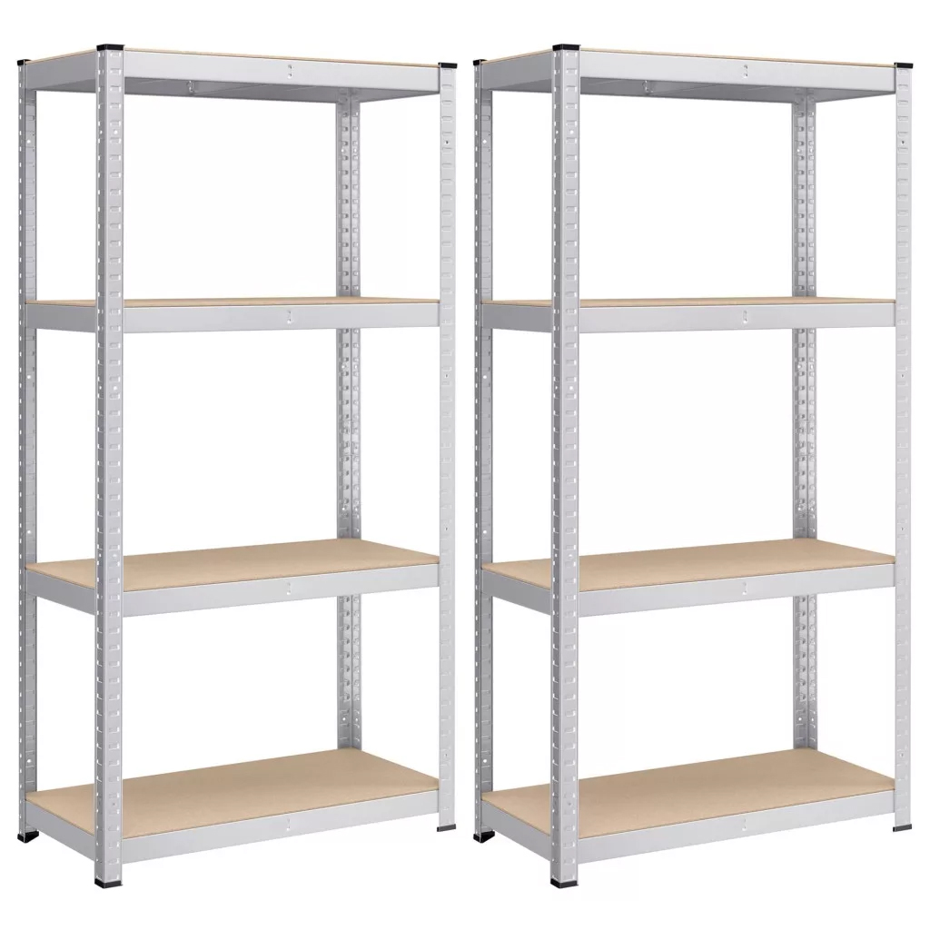 SONGMICS Set 2 rafturi metalice cu 4 polite MDF reglabile, 80x40x160 cm, gri