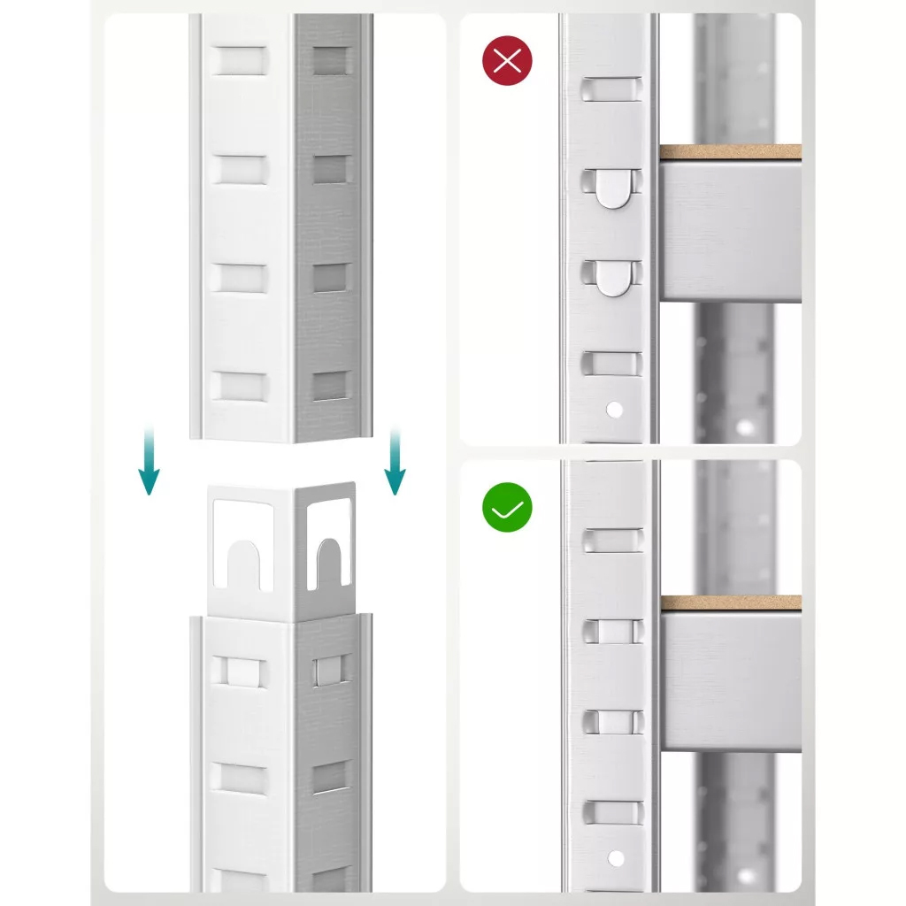 SONGMICS Set 2 rafturi metalice cu 4 polite MDF reglabile, 80x40x160 cm, gri - imagine 6