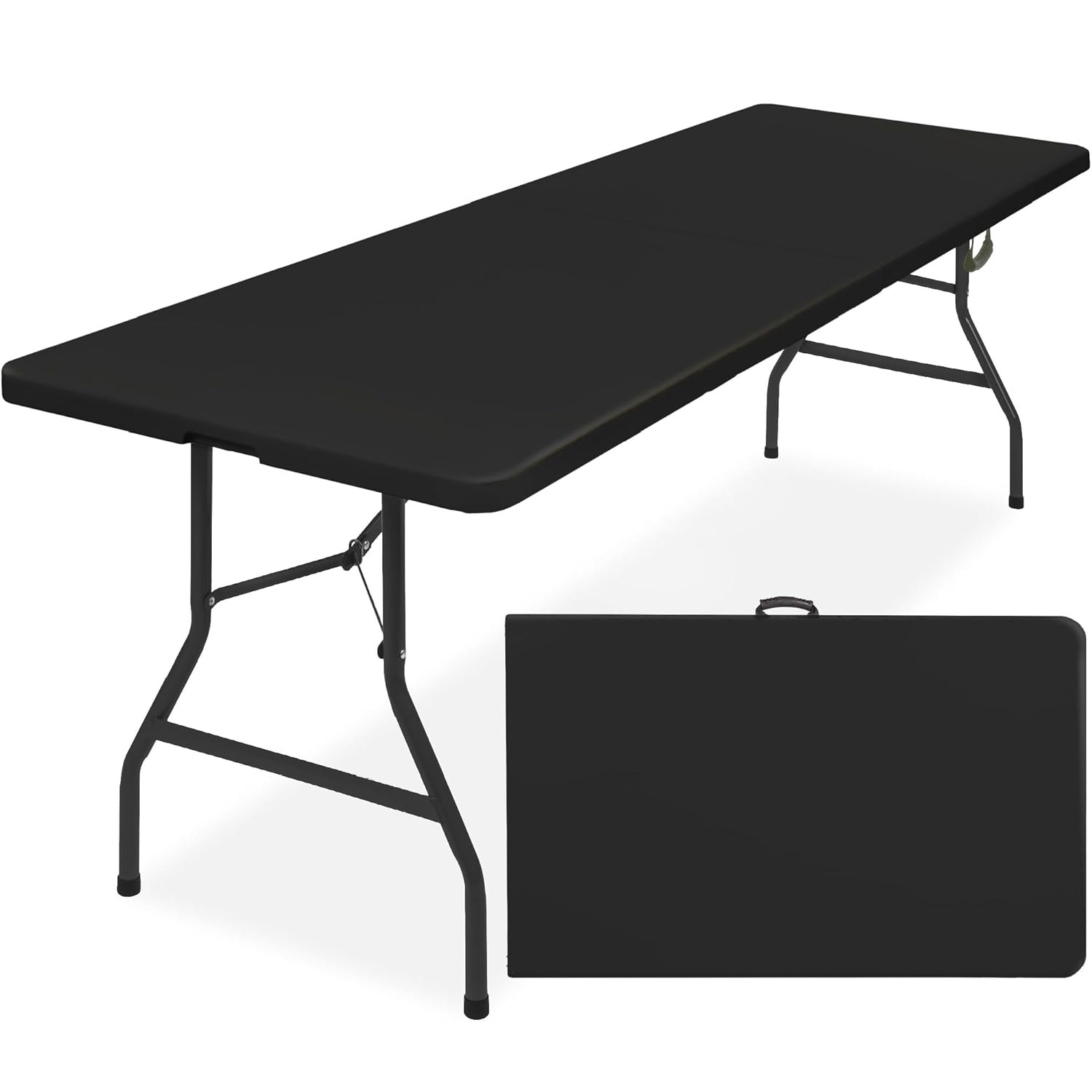 Masa dreptunghiulara pliabila multifunctionala, pentru gradina sau evenimente, 240x75x74 cm, negru - imagine 2