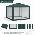 Set 4 pereti pentru pavilion gradina cu plasa tantari si acoperis, material PE 100 g/m2, 300x200 cm, verde