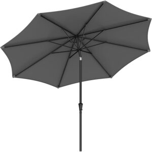 SONGMICS Umbrela de gradina cu manivela, 330 cm, UPF 50+, inclinare 30°, structura metalica cu 8 spite, gri