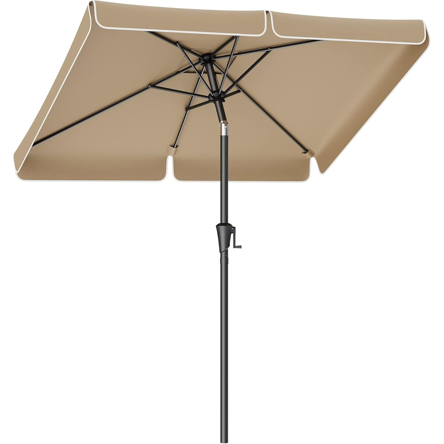 SONGMICS Umbrela de gradina cu manivela, 200x150 cm, UPF 50+, inclinare 30°, structura metalica, maro taupe