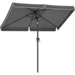 SONGMICS Umbrela de gradina cu manivela, UPF 50+, inclinare 30°, structura metalica, 300x200 cm, gri