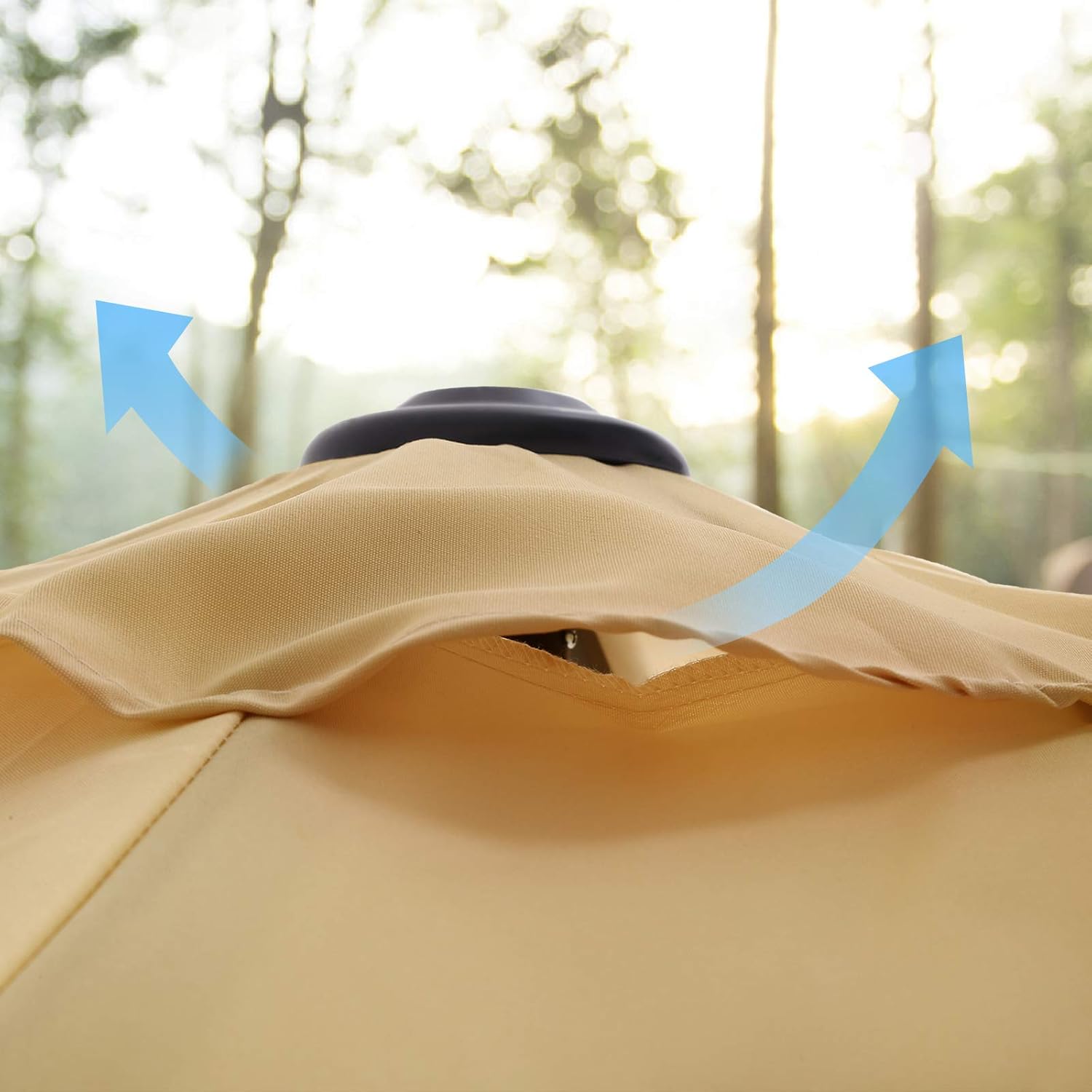 SONGMICS Umbrela de gradina 200 cm, inclinare dubla 30°, poliester UPF 50+, cadru metalic, maro taupe - imagine 2