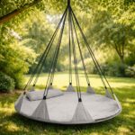 Leagan de gradina XXL Sersimo, suspendat tip pat, 150cm, gri