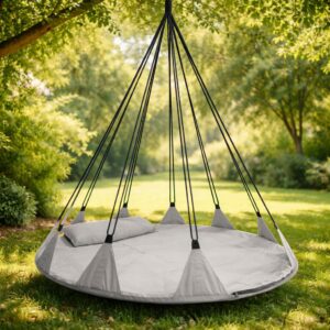 Leagan de gradina XXL Sersimo, suspendat tip pat, 150cm, gri