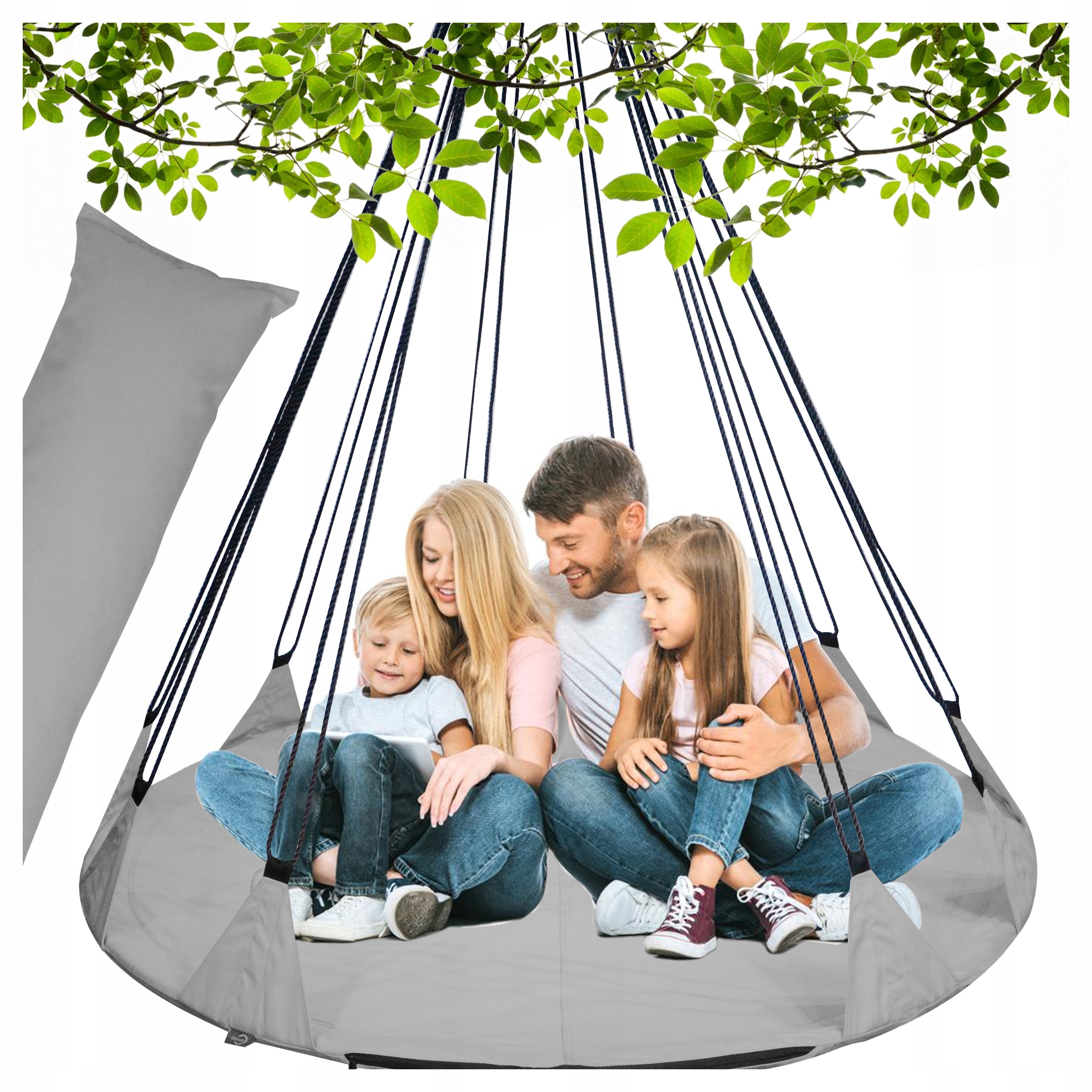 Leagan de gradina XXL Sersimo, suspendat tip pat, 150cm, gri - imagine 4