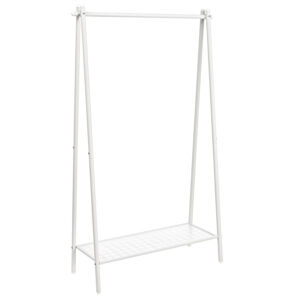 SONGMICS Suport haine cu bara si raft inferior, cadru metalic, 93x34x153 cm, alb