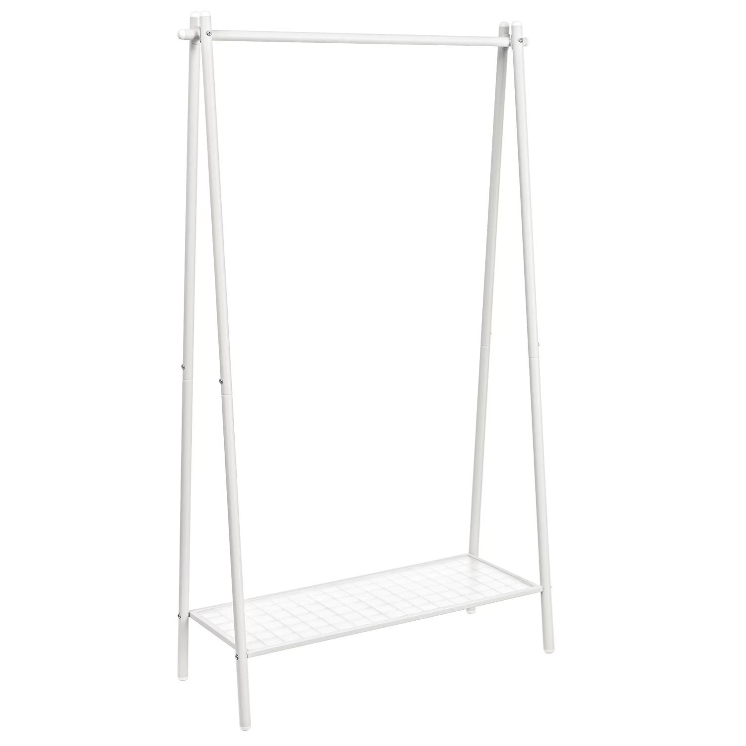 SONGMICS Suport haine cu bara si raft inferior, cadru metalic, 93x34x153 cm, alb