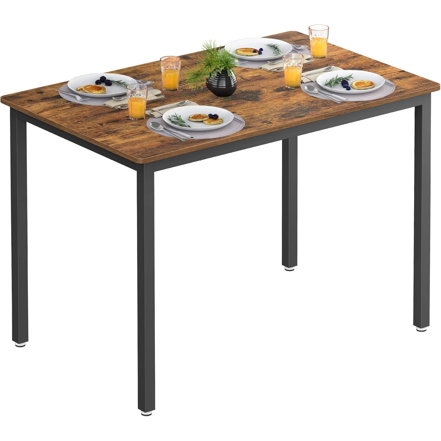 VASAGLE Masa de bucatarie pentru 4 persoane, cadru metalic, stil industrial, 110x70x77 cm, maro rustic - imagine 9