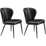 VASAGLE Set 2 scaune living EKHO, tapiterie piele ecologica cu cusaturi, 52x55x79 cm, negru