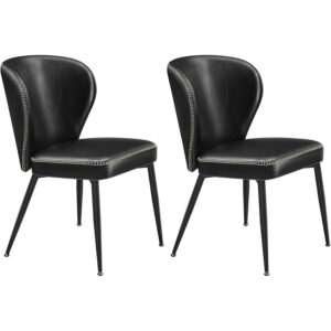 VASAGLE Set 2 scaune living EKHO, tapiterie piele ecologica cu cusaturi, 52x55x79 cm, negru