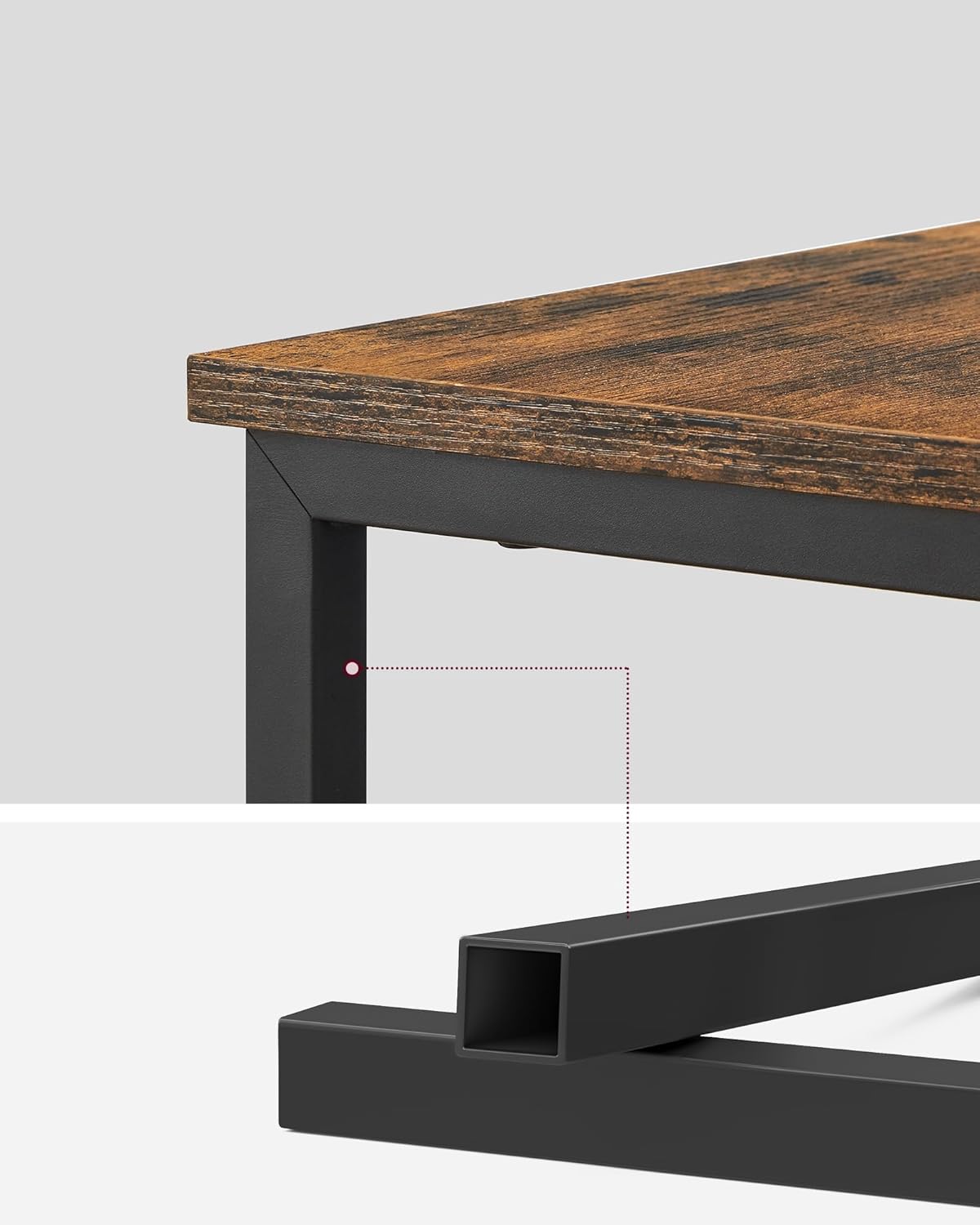 VASAGLE Noptiera 60x35x61 cm, cu 2 sertare, rafturi si priza incorporata, PAL si otel, maro rustic - imagine 2