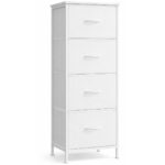 SONGMICS Comoda cu 4 sertare textile, cadru metalic si blat MDF, 40x30x95 cm, alb