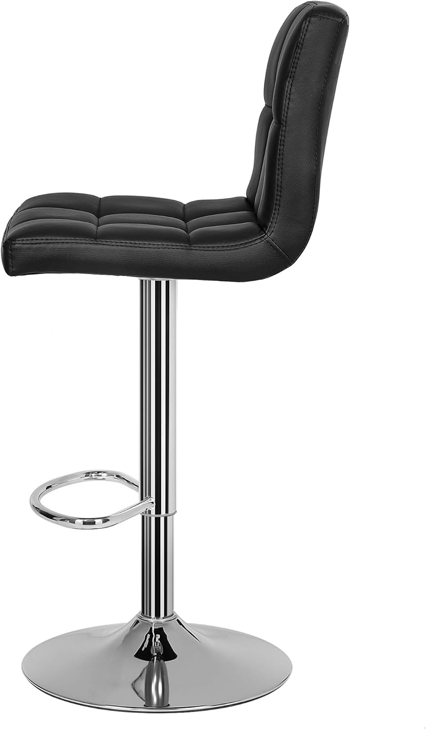 SONGMICS Set 2 scaune bar reglabile pe inaltime, cu spatar, sezut PU si suport picioare, rotatie 360°, 38x45x115 cm, negru - imagine 5