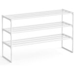 SONGMICS Suport pentru pantofi cu 3 nivele, structura metalica, pentru 12-15 perechi, 92x30x55cm, alb