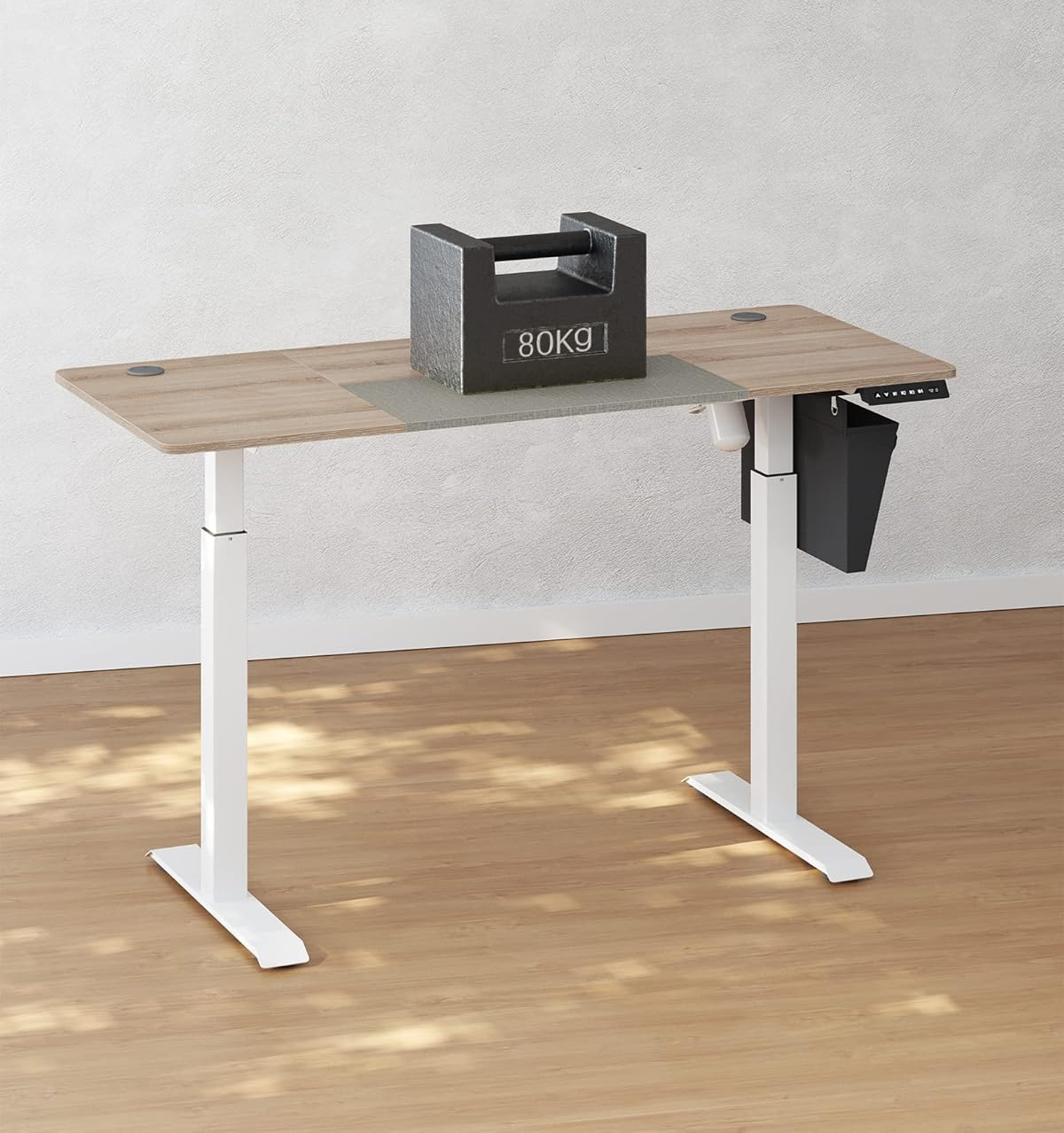 SONGMICS Birou cu reglaj electric pe inaltime, memorie cu 4 inaltimi, 60x140x(72-120)cm, gri stejar - imagine 2