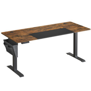 SONGMICS Birou reglabil electric pe inaltime, cadru metalic, blat lemn compozit, 160x70x120 cm, maro rustic