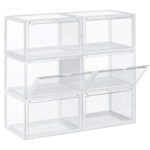 SONGMICS Organizatoare pantofi, transparente cu usa frontala, stivuibile, PVC, 6 cutii x 36x28x22 cm, transparent