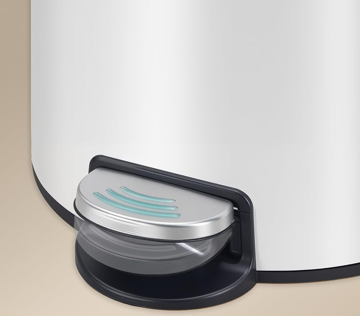 SONGMICS Cos de gunoi cu pedala 20L, capac soft close, galeata interioara detasabila, otel si plastic, 30x37x44 cm, alb - imagine 3