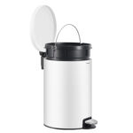 SONGMICS Cos de gunoi cu pedala 20L, capac soft close, galeata interioara detasabila, otel si plastic, 30x37x44 cm, alb