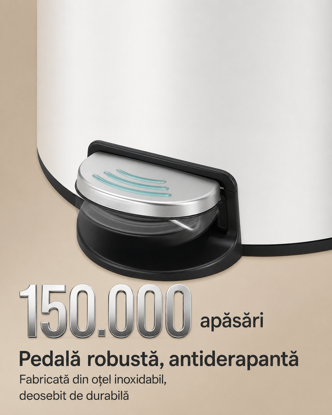 SONGMICS Cos de gunoi cu pedala, capac soft-close, galeata detasabila, otel, 30L, saci menajeri inclusi, alb - imagine 2