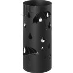SONGMICS Suport metalic pentru umbrele, cu carlige si tava de picurare, 17x17x41cm, negru